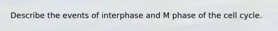 Describe the events of interphase and M phase of the cell cycle.