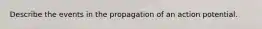 Describe the events in the propagation of an action potential.