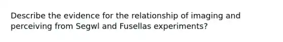 Describe the evidence for the relationship of imaging and perceiving from Segwl and Fusellas experiments?