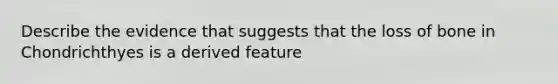 Describe the evidence that suggests that the loss of bone in Chondrichthyes is a derived feature