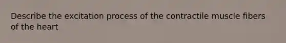 Describe the excitation process of the contractile muscle fibers of <a href='https://www.questionai.com/knowledge/kya8ocqc6o-the-heart' class='anchor-knowledge'>the heart</a>