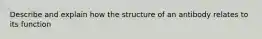 Describe and explain how the structure of an antibody relates to its function