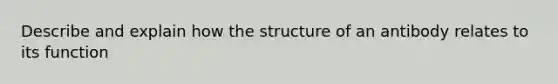 Describe and explain how the structure of an antibody relates to its function