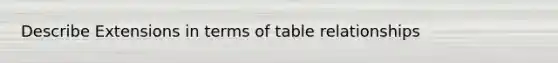 Describe Extensions in terms of table relationships