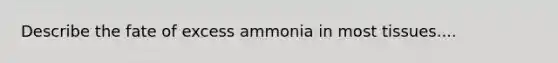 Describe the fate of excess ammonia in most tissues....