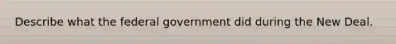 Describe what the federal government did during the New Deal.