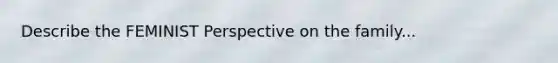 Describe the FEMINIST Perspective on the family...