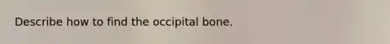 Describe how to find the occipital bone.