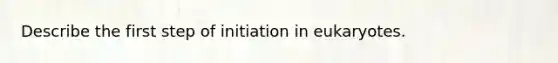 Describe the first step of initiation in eukaryotes.