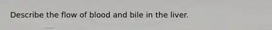 Describe the flow of blood and bile in the liver.