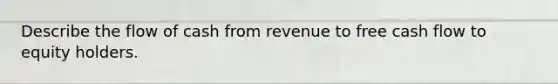 Describe the flow of cash from revenue to free cash flow to equity holders.