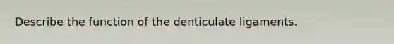 Describe the function of the denticulate ligaments.