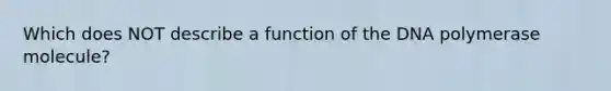 Which does NOT describe a function of the DNA polymerase molecule?