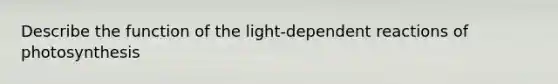 Describe the function of the light-dependent reactions of photosynthesis