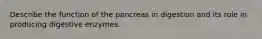 Describe the function of the pancreas in digestion and its role in producing digestive enzymes.