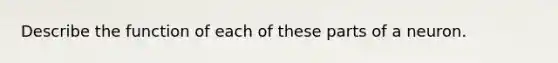 Describe the function of each of these parts of a neuron.