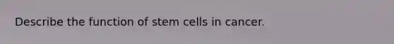 Describe the function of stem cells in cancer.