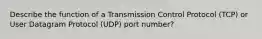 Describe the function of a Transmission Control Protocol (TCP) or User Datagram Protocol (UDP) port number?