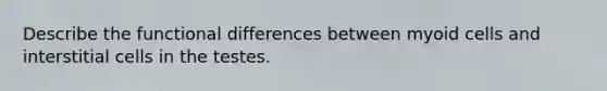 Describe the functional differences between myoid cells and interstitial cells in the testes.