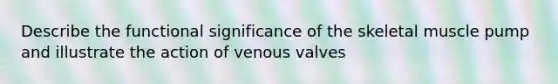 Describe the functional significance of the skeletal muscle pump and illustrate the action of venous valves