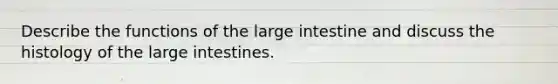 Describe the functions of the large intestine and discuss the histology of the large intestines.