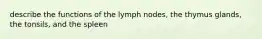 describe the functions of the lymph nodes, the thymus glands, the tonsils, and the spleen