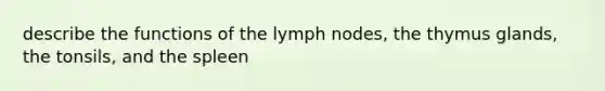 describe the functions of the lymph nodes, the thymus glands, the tonsils, and the spleen