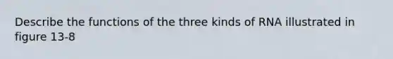 Describe the functions of the three kinds of RNA illustrated in figure 13-8