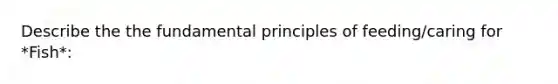 Describe the the fundamental principles of feeding/caring for *Fish*: