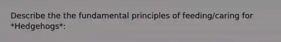 Describe the the fundamental principles of feeding/caring for *Hedgehogs*:
