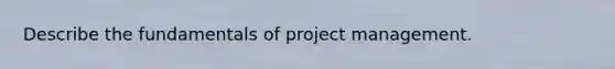 Describe the fundamentals of project management.