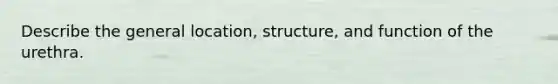 Describe the general location, structure, and function of the urethra.