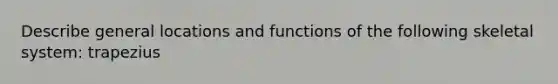 Describe general locations and functions of the following skeletal system: trapezius