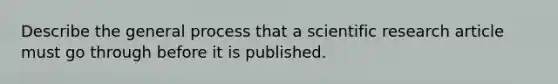 Describe the general process that a scientific research article must go through before it is published.