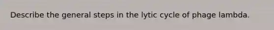 Describe the general steps in the lytic cycle of phage lambda.