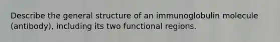 Describe the general structure of an immunoglobulin molecule (antibody), including its two functional regions.