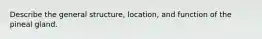Describe the general structure, location, and function of the pineal gland.