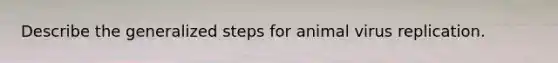 Describe the generalized steps for animal virus replication.