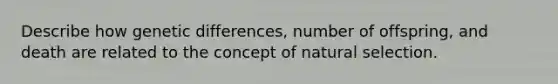 Describe how genetic differences, number of offspring, and death are related to the concept of natural selection.