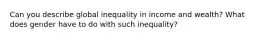 Can you describe global inequality in income and wealth? What does gender have to do with such inequality?