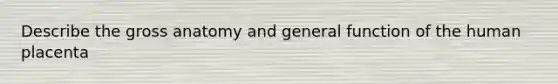 Describe the gross anatomy and general function of the human placenta