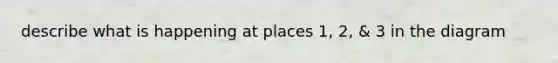 describe what is happening at places 1, 2, & 3 in the diagram