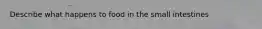 Describe what happens to food in the small intestines