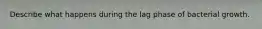 Describe what happens during the lag phase of bacterial growth.