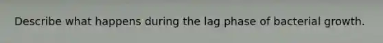 Describe what happens during the lag phase of bacterial growth.