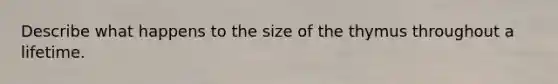 Describe what happens to the size of the thymus throughout a lifetime.