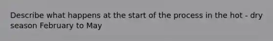 Describe what happens at the start of the process in the hot - dry season February to May
