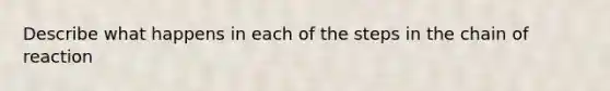 Describe what happens in each of the steps in the chain of reaction