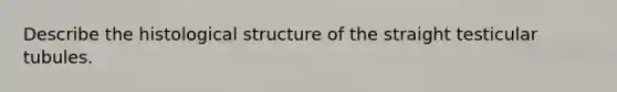 Describe the histological structure of the straight testicular tubules.