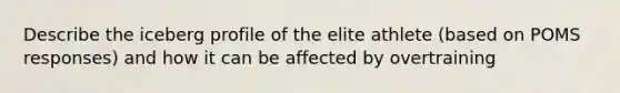 Describe the iceberg profile of the elite athlete (based on POMS responses) and how it can be affected by overtraining